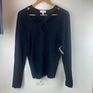 NWT Sofia Jeans Size XXL Ribbed Criss Cross Cut Out Knit Top Long Sleeve